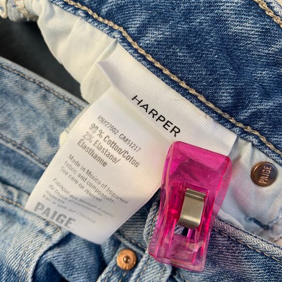 PAIGE Harper Jeans Women Size 26 Blue Kara Wash Wide Leg High Rise Denim - Picture 5 of 11